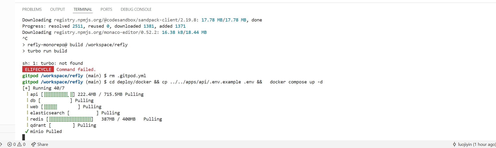 Gitpod deploy init